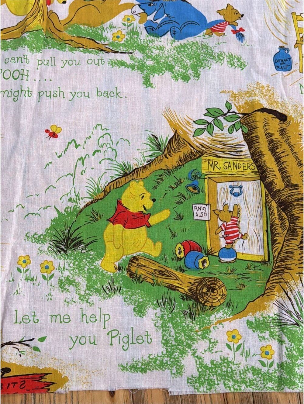 Vintage 1970s Sears Winnie the Pooh Friends Fabric 44 x72” Lightweight